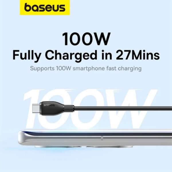 کابل شارژ USB به Type-C بیسوس مدل CB000054 توان 100 وات 6 آمپر - Image 3