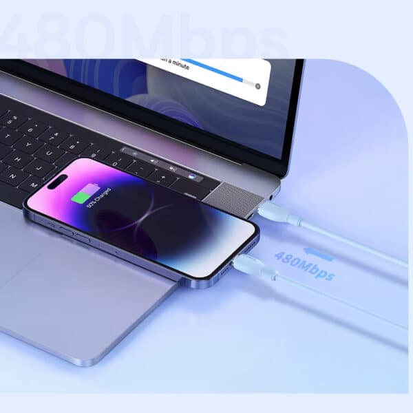 کابل شارژ Type-C به لایتنینگ بیسوس مدل Pudding CB000053 طول 1.2 متر توان 20 وات - Image 3