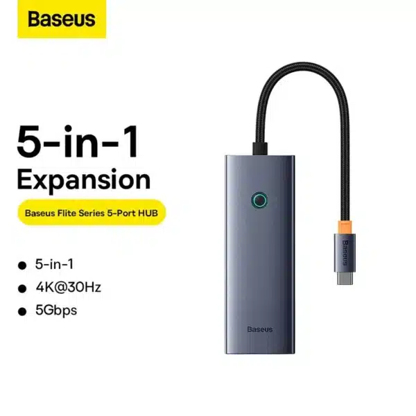 هاب 5 پورت USB-C بیسوس مدل UltraJoy Series HDMI-4K 30Hz Clarity BS-OH110 - Image 9