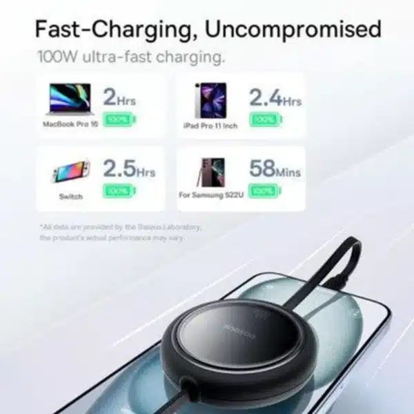 کابل USB-C  بیسوس مدل Free2Draw Mini Retractable 100W طول 1 متر - Image 13