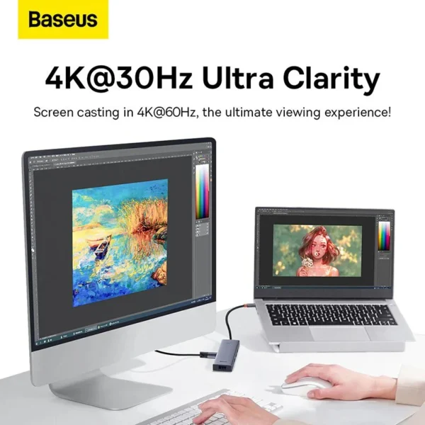 هاب 5 پورت USB-C بیسوس مدل UltraJoy Series HDMI-4K 30Hz Clarity BS-OH110 - Image 5