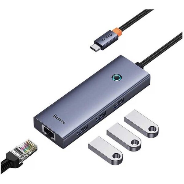 هاب 4 پورت USB-C بیسوس مدل UltraJoy Series Gigabit Network BS-OH109 - Image 3