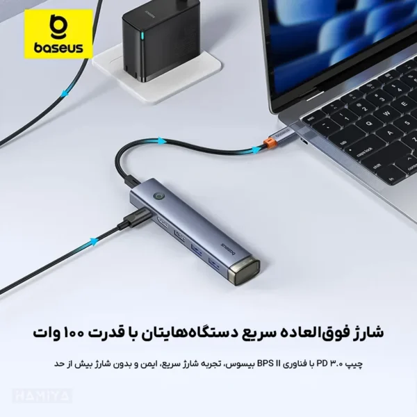 هاب 6 پورت USB-C بیسوس مدل UltraJoy Series BS-OH166 - Image 6