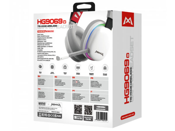 هدست بی سیم گیمینگ ماروو Marvo Monka Echo HG9069W Tri-Mode Wireless Gaming Headset - Image 8