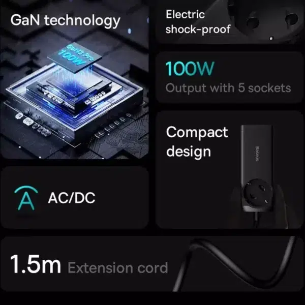 شارژر رومیزی 100 وات بیسوس مدل CCGAN100-1ACE به همراه کابل USB-C - Image 9