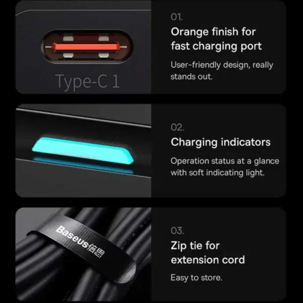 شارژر رومیزی 100 وات بیسوس مدل CCGAN100-1ACE به همراه کابل USB-C - Image 8